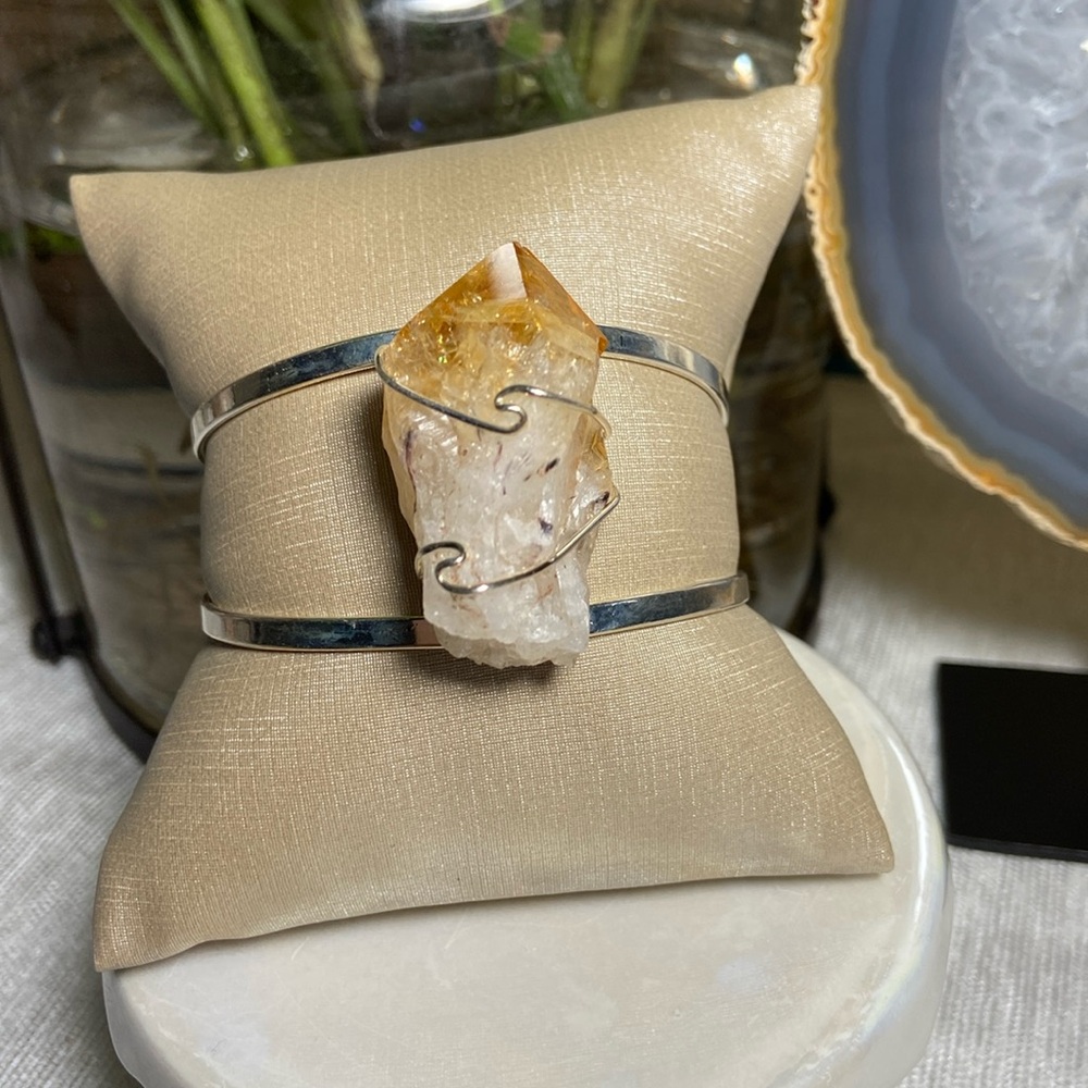 citrine natural stone silver plated bracelet